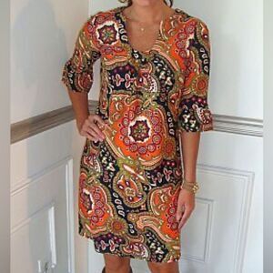 Jude Connally Orange Fall Dress Size Large